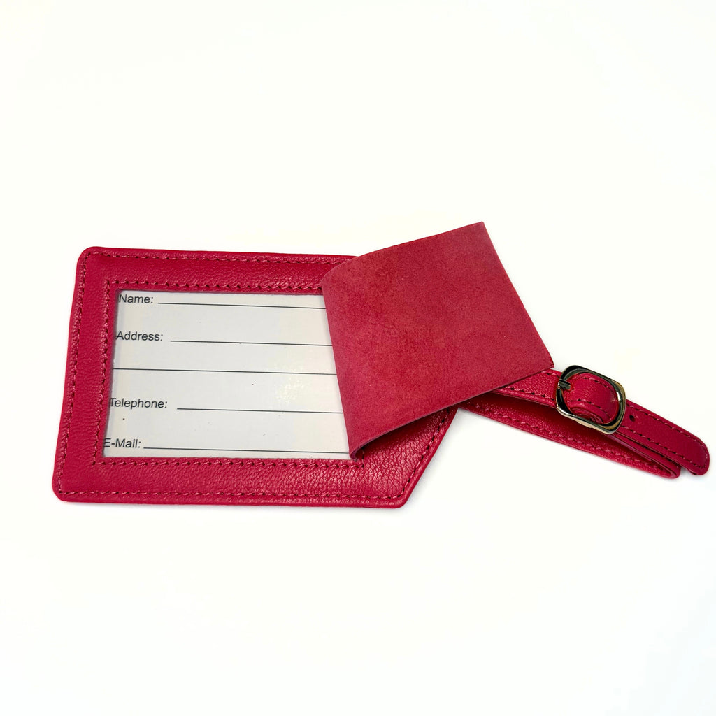 Leather Self-Finish Luggage Tag (Hot Pink)