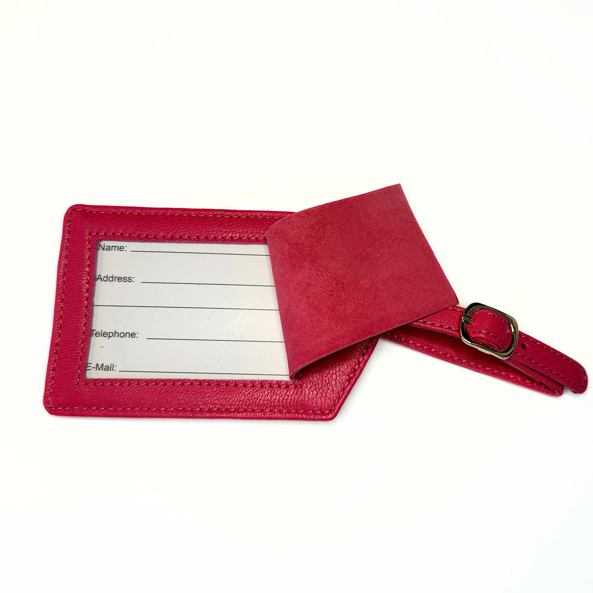 Leather Self-Finish Luggage Tag (Hot Pink)